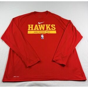 Atlanta Hawks Shirt Mens 2XL Red Nike Dri Fit Player Issued 2022 Warm Up NBA